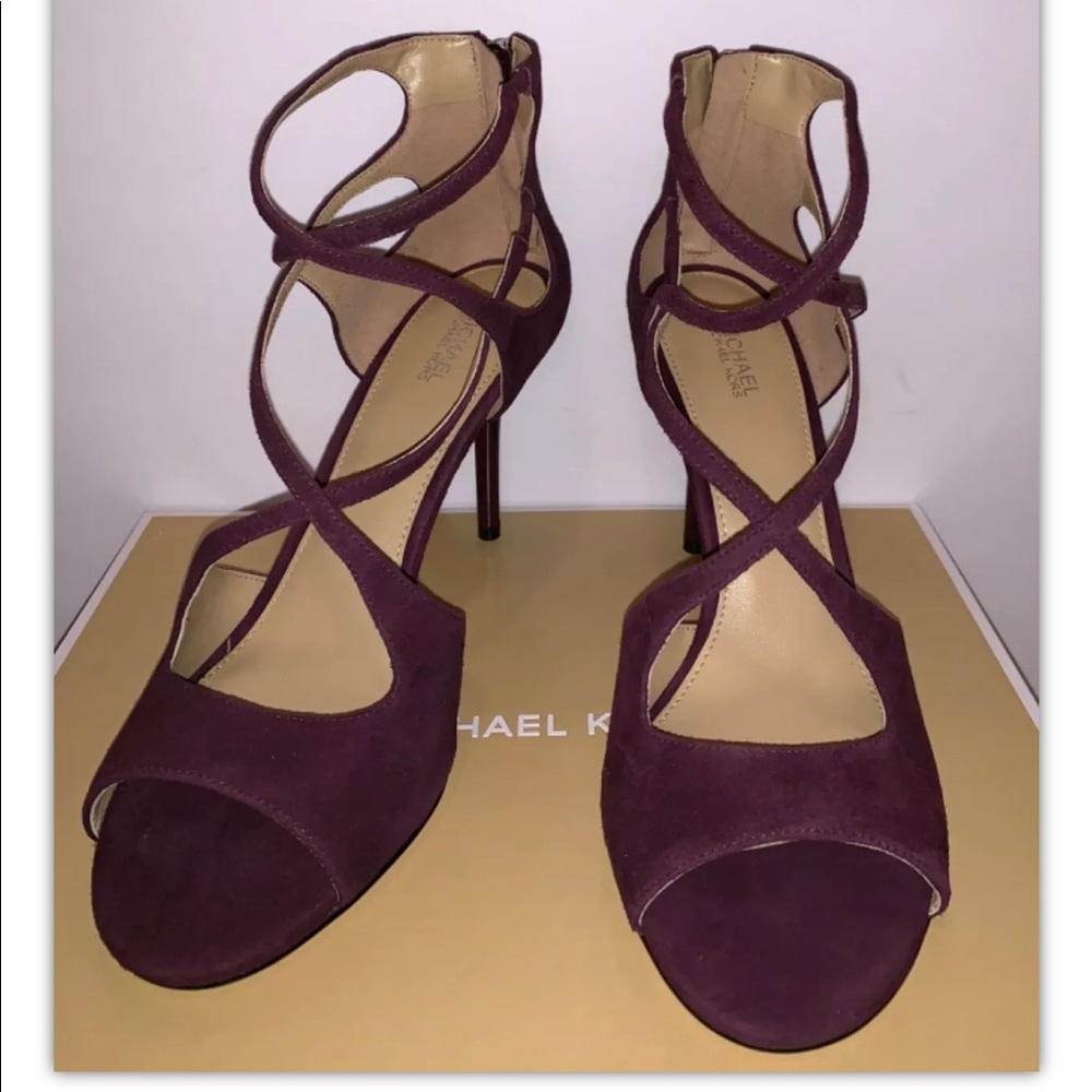 Michael Kors Chantelle Patent Damson Sandals - Picture 2 of 9